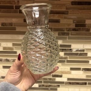 FTD Vintage Pineapple Clear Glass Vase